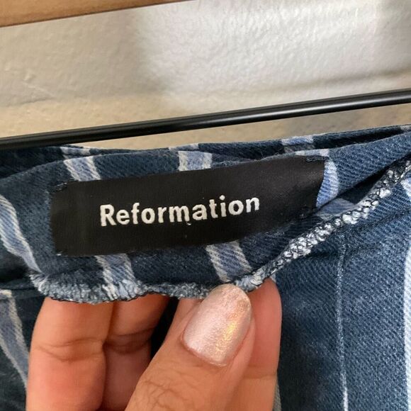 Reformation Pinstripe Stretch Pants - Picture 3 of 8